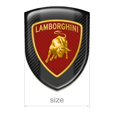 Lamborghini Tuning Emblem Dark Carbon base Red Carbon Logo Style 