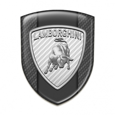 Lamborghini Domed Emblem Stylish Carbon Base Big White logo 