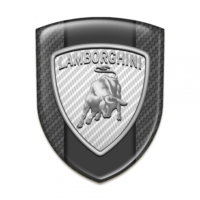Lamborghini Domed Emblem Stylish Carbon Base Big White logo 