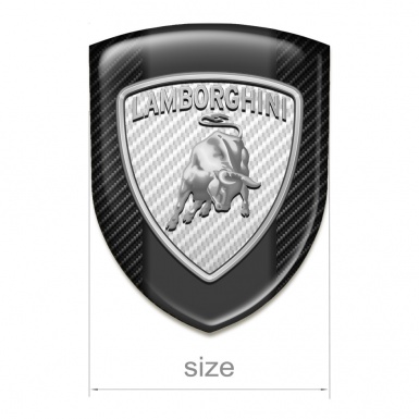 Lamborghini 3D Gel Emblem High Quality  Black Carbon Warp And Big Chromed Logo 