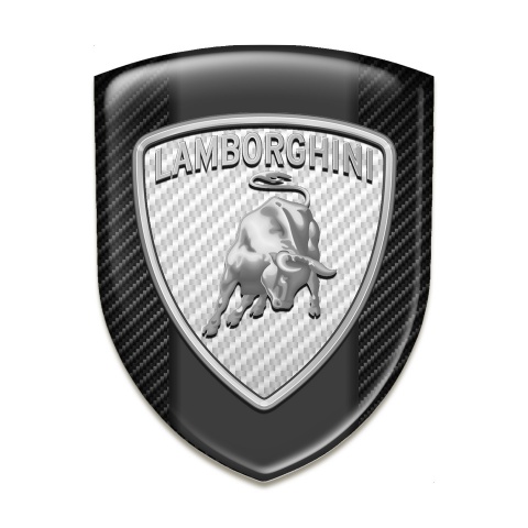 Lamborghini 3D Gel Emblem High Quality  Black Carbon Warp And Big Chromed Logo 