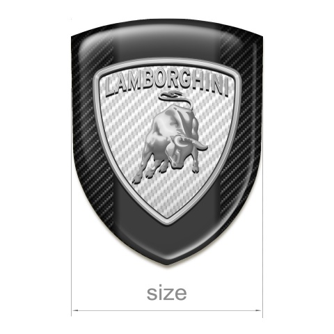 Lamborghini 3D Gel Emblem High Quality  Black Carbon Warp And Big Chromed Logo 