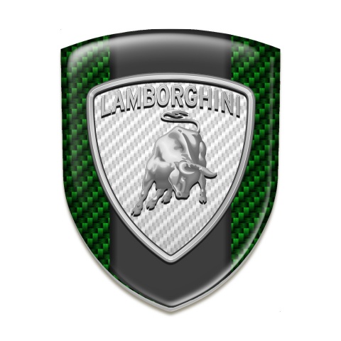 Lamborghini Emblem Exterior Green Carbon Warp Big Chromed Logo 