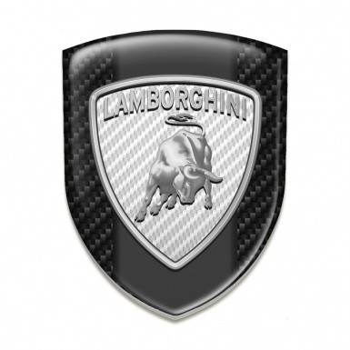 Lamborghini Emblem Interior Dark carbon Big White Logo Design 