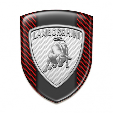 Lamborghini Tuning Emblem Red Carbon Base Big White Logo Style 