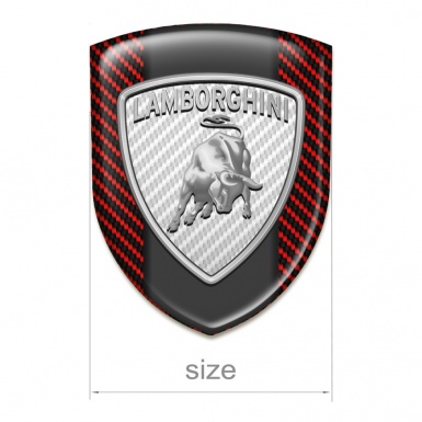 Lamborghini Tuning Emblem Red Carbon Base Big White Logo Style 