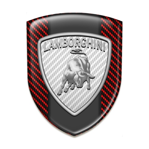 Lamborghini Tuning Emblem Red Carbon Base Big White Logo Style 