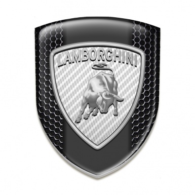 Lamborghini Car Accessories Badge Perforated Steel Warp and White Carbon Logo Design 