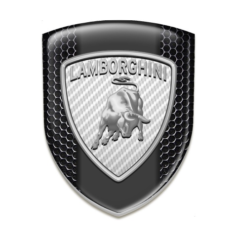Lamborghini Car Accessories Badge Perforated Steel Warp and White Carbon Logo Design 