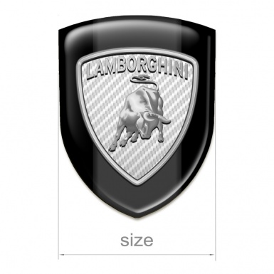 Lamborghini Self Adhesive Car logo Emblem Black Background Silver logo Style 