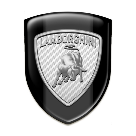 Lamborghini Self Adhesive Car logo Emblem Black Background Silver logo Style 