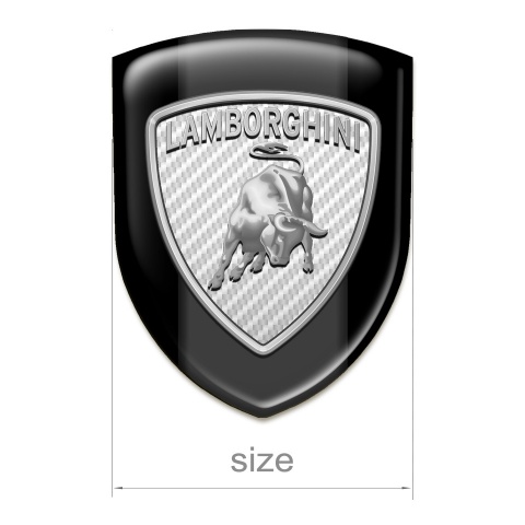 Lamborghini Self Adhesive Car logo Emblem Black Background Silver logo Style 