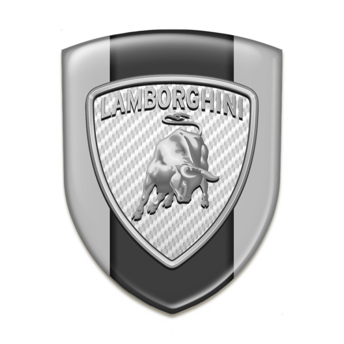Lamborghini Car Interior Badge Grey Background Silver Logo Edition 