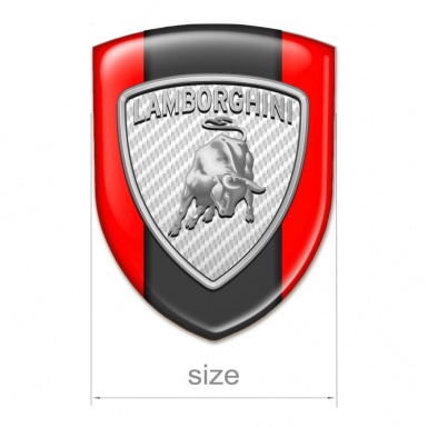 Lamborghini Silicone Car Decal Badge Red Warp Silver logo 