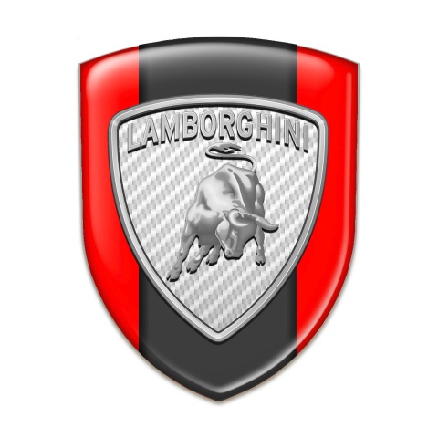 Lamborghini Silicone Car Decal Badge Red Warp Silver logo 