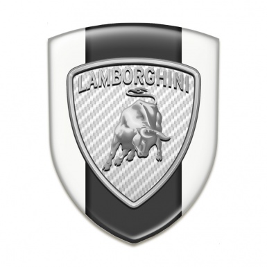 Lamborghini Auto Emblem Stylish White Base Silver Logo 