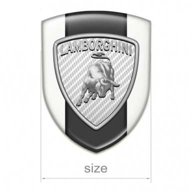 Lamborghini Auto Emblem Stylish White Base Silver Logo 