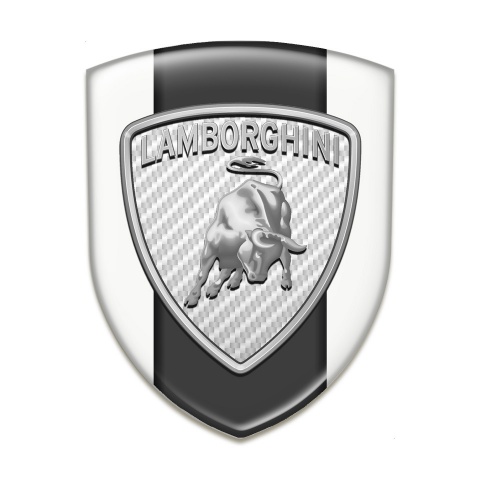 Lamborghini Auto Emblem Stylish White Base Silver Logo 