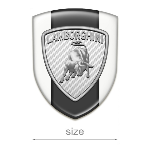 Lamborghini Auto Emblem Stylish White Base Silver Logo 