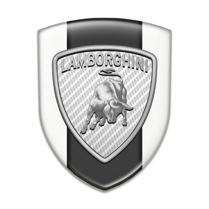 Lamborghini Auto Emblem Stylish White Base Silver Logo 
