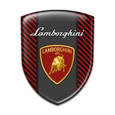 Lamborghini Auto Emblem Red Carbon Base Red Logo Design 