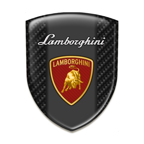 Lamborghini Emblem Badge Logo dark Carbon Warp Red Logo Shield 