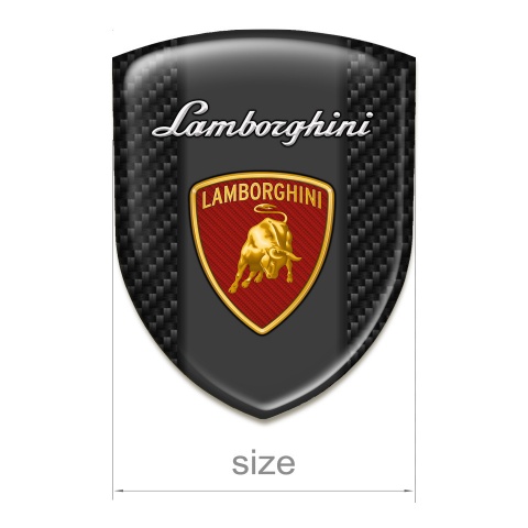 Lamborghini Emblem Badge Logo dark Carbon Warp Red Logo Shield 