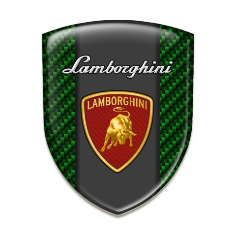 Lamborghini Logo Emblem Stylish Green Carbon Warp Red Shield Logo 