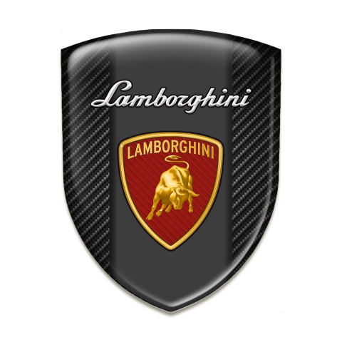 Lamborghini Tuning Emblem Black carbon Warp Red Shield Logo 