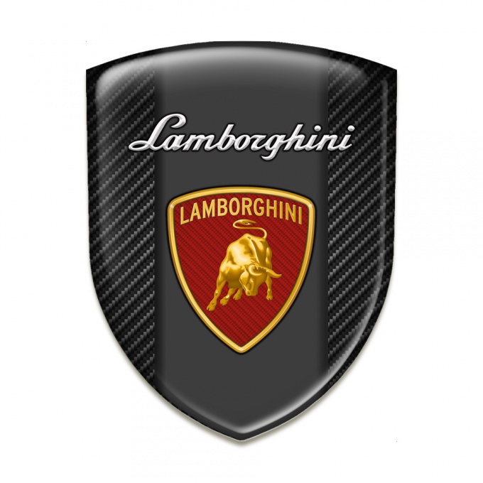 Lamborghini Tuning Emblem Black carbon Warp Red Shield Logo 