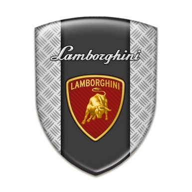 Lamborghini Self Adhesive Emblem Logo Grey Mesh Warp Red Shield Logo 