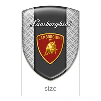 Lamborghini Self Adhesive Emblem Logo Grey Mesh Warp Red Shield Logo 