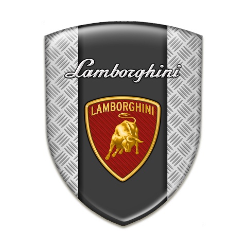 Lamborghini Self Adhesive Emblem Logo Grey Mesh Warp Red Shield Logo 