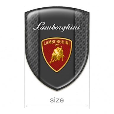 Lamborghini Domed Emblem Grey carbon Background Red Shield Logo 