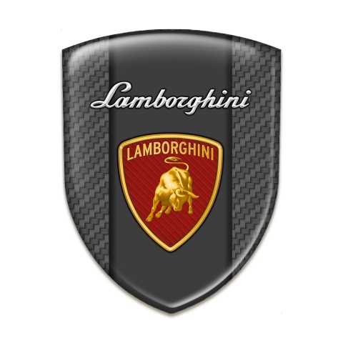 Lamborghini Domed Emblem Grey carbon Background Red Shield Logo 