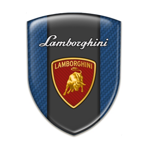 Lamborghini Silicone Emblem Navy Blue Carbon with Red Shield logo 