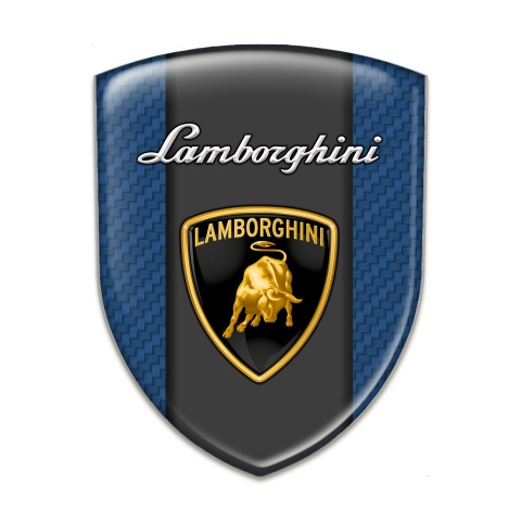 Lamborghini Resin Sticker Navy Blue carbon with Classic Shield Logo 