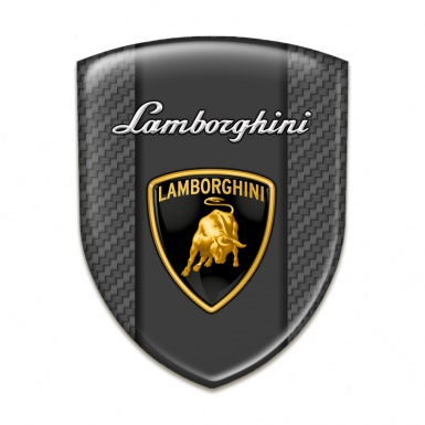 Lamborghini 3D Gel Emblem Carbon base Design Classic Shield logo 