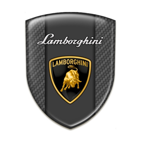 Lamborghini 3D Gel Emblem Carbon base Design Classic Shield logo 