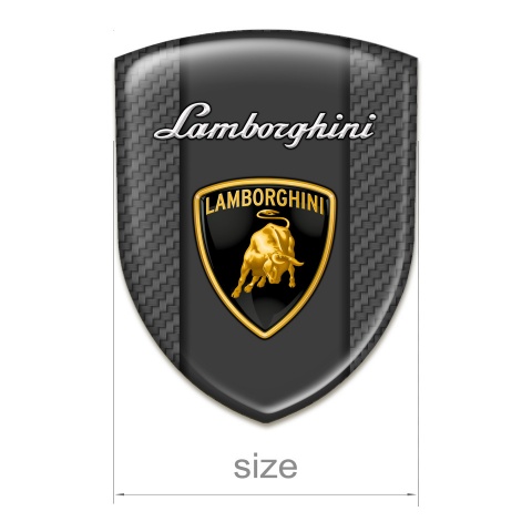 Lamborghini 3D Gel Emblem Carbon base Design Classic Shield logo 