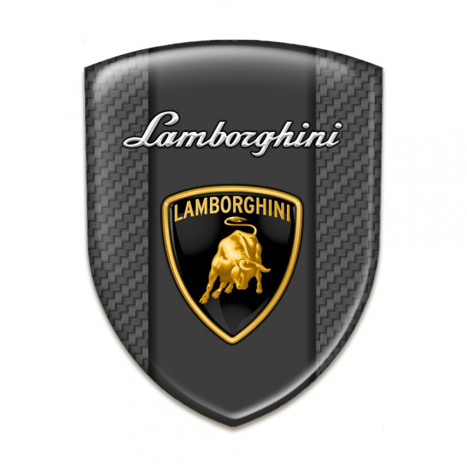 Lamborghini 3D Gel Emblem Carbon base Design Classic Shield logo 