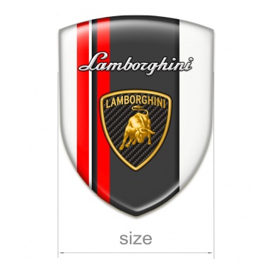 Lamborghini Auto Emblem White Base Red Lines Edition 