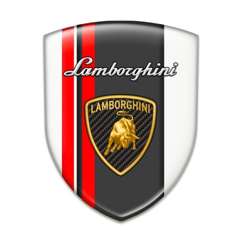 Lamborghini Auto Emblem White Base Red Lines Edition 