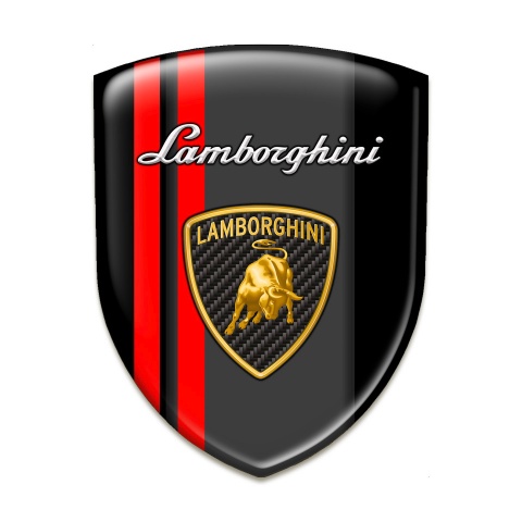 Lamborghini Emblem Badge Logo Black with Red Lines Edition 