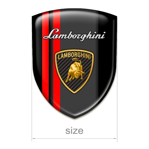 Lamborghini Emblem Badge Logo Black with Red Lines Edition 
