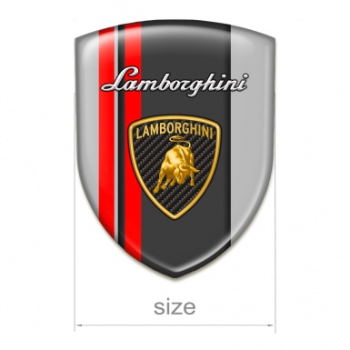 Lamborghini Tuning Emblem Grey with Red Lines Edition 