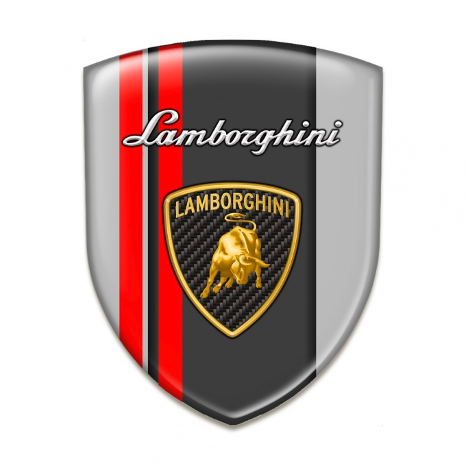 Lamborghini Tuning Emblem Grey with Red Lines Edition 