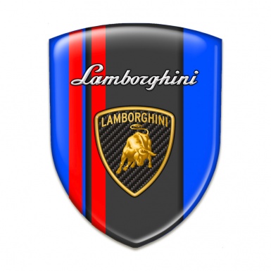 Lamborghini Self Adhesive Emblem Logo Blue with Red Lines Design 