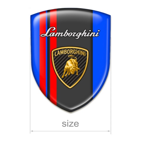 Lamborghini Self Adhesive Emblem Logo Blue with Red Lines Design 