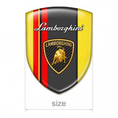 Lamborghini Domed Emblem Yellow with Red Lines Design 